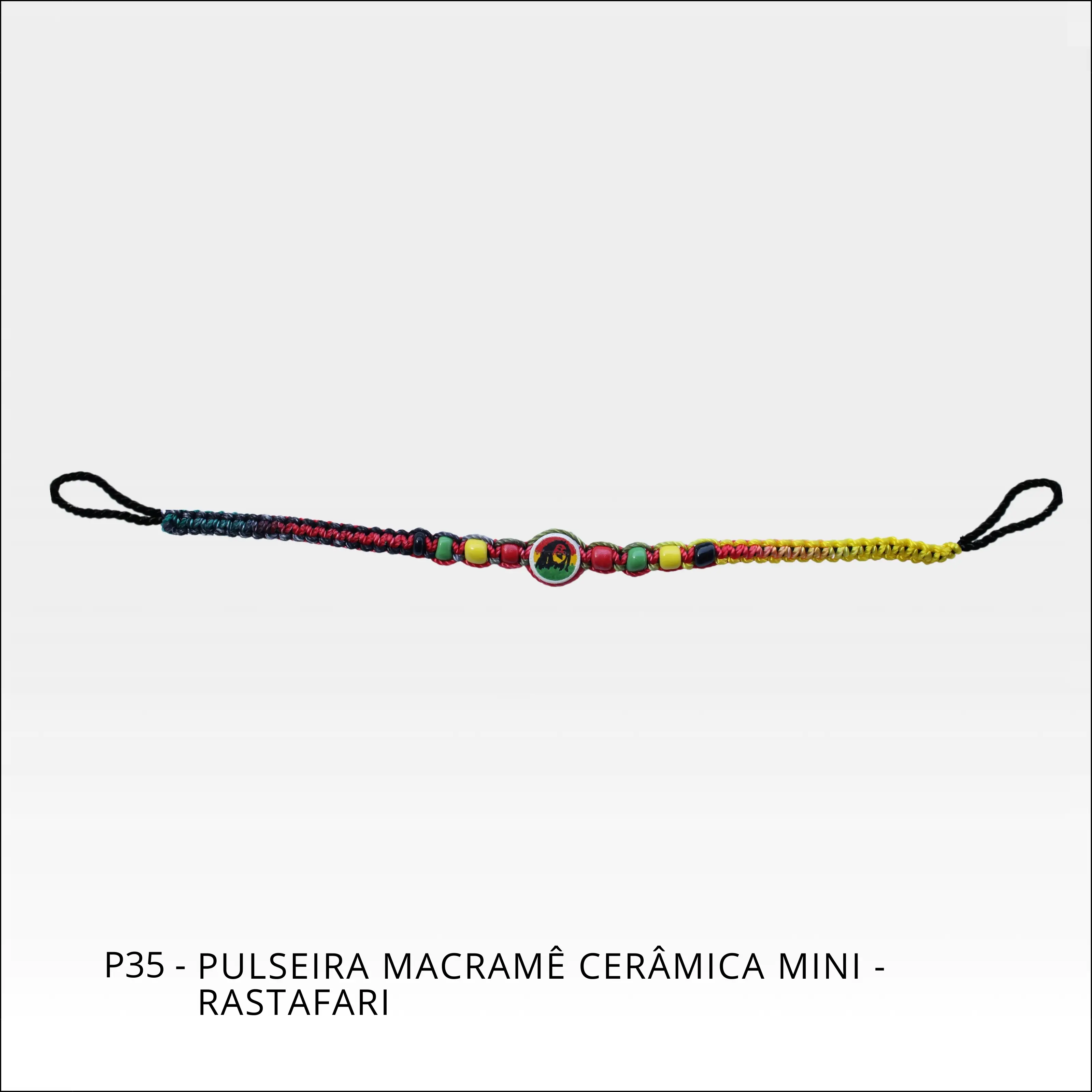 Pulseira Macramê Cerâmica Mini-Rastafari