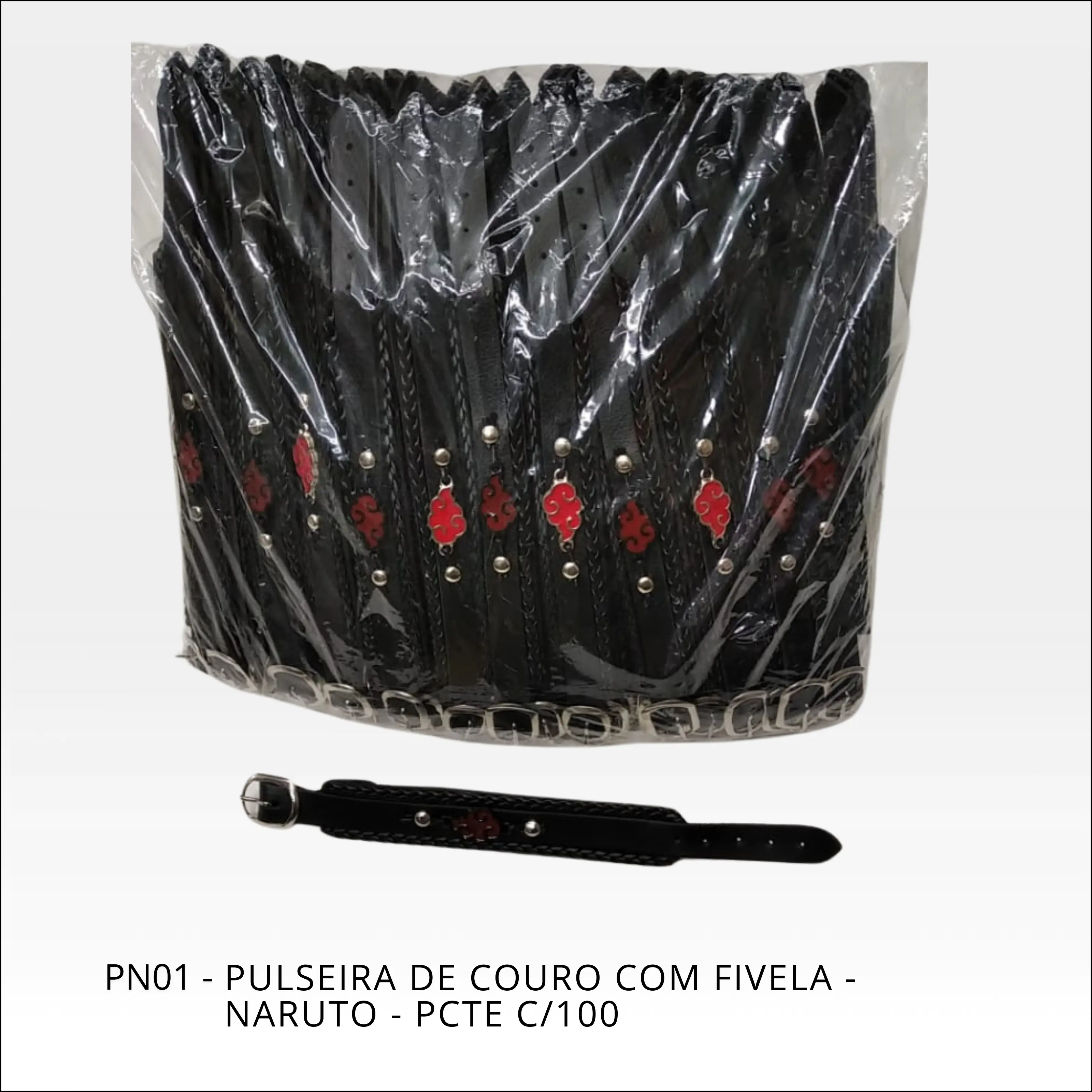 Pulseira de Couro com Fivela Personalizada Naruto - PCTE c/100