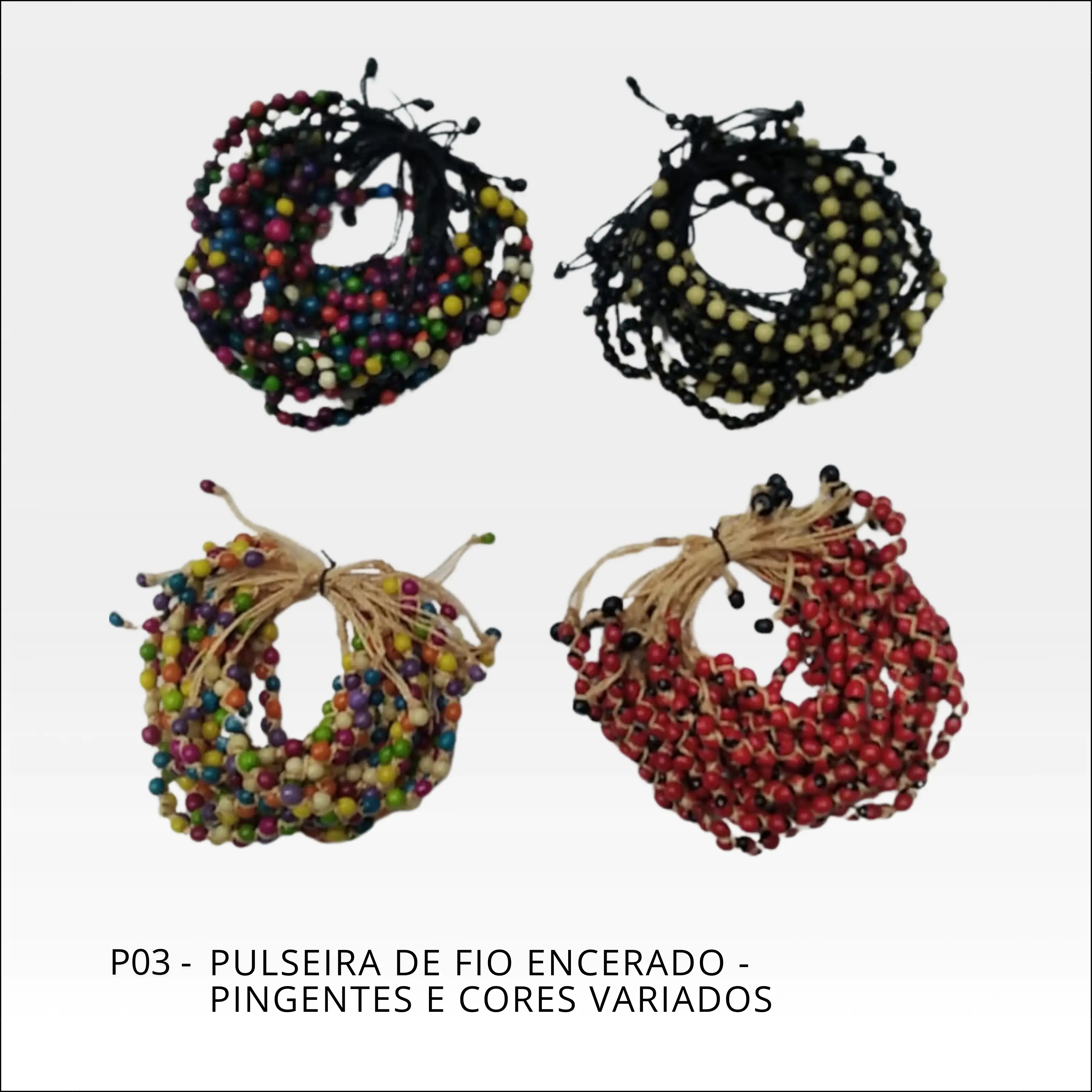 Pulseira de Fio Encerado com pingentes e cores variadas