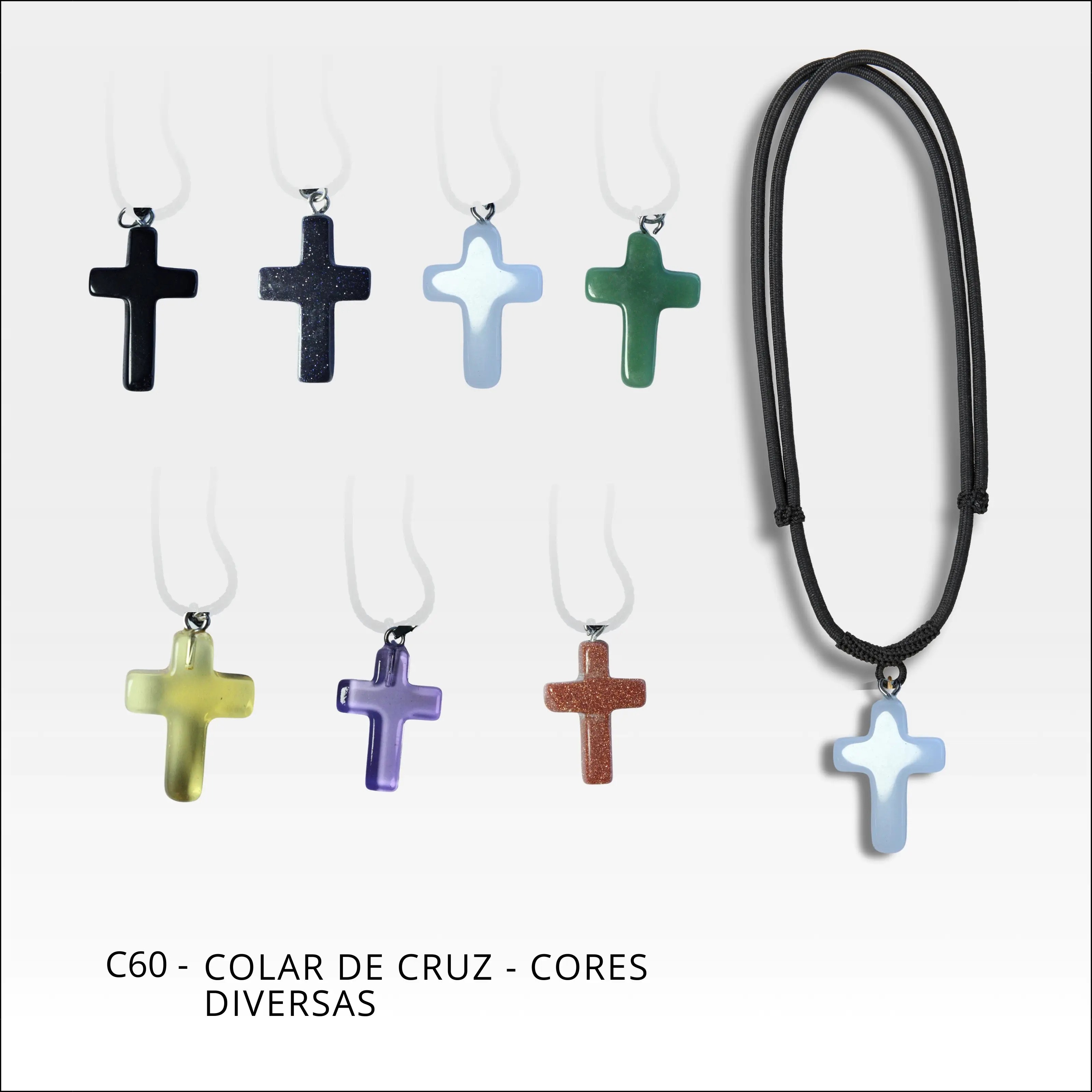 Colar de cruz cores diversas