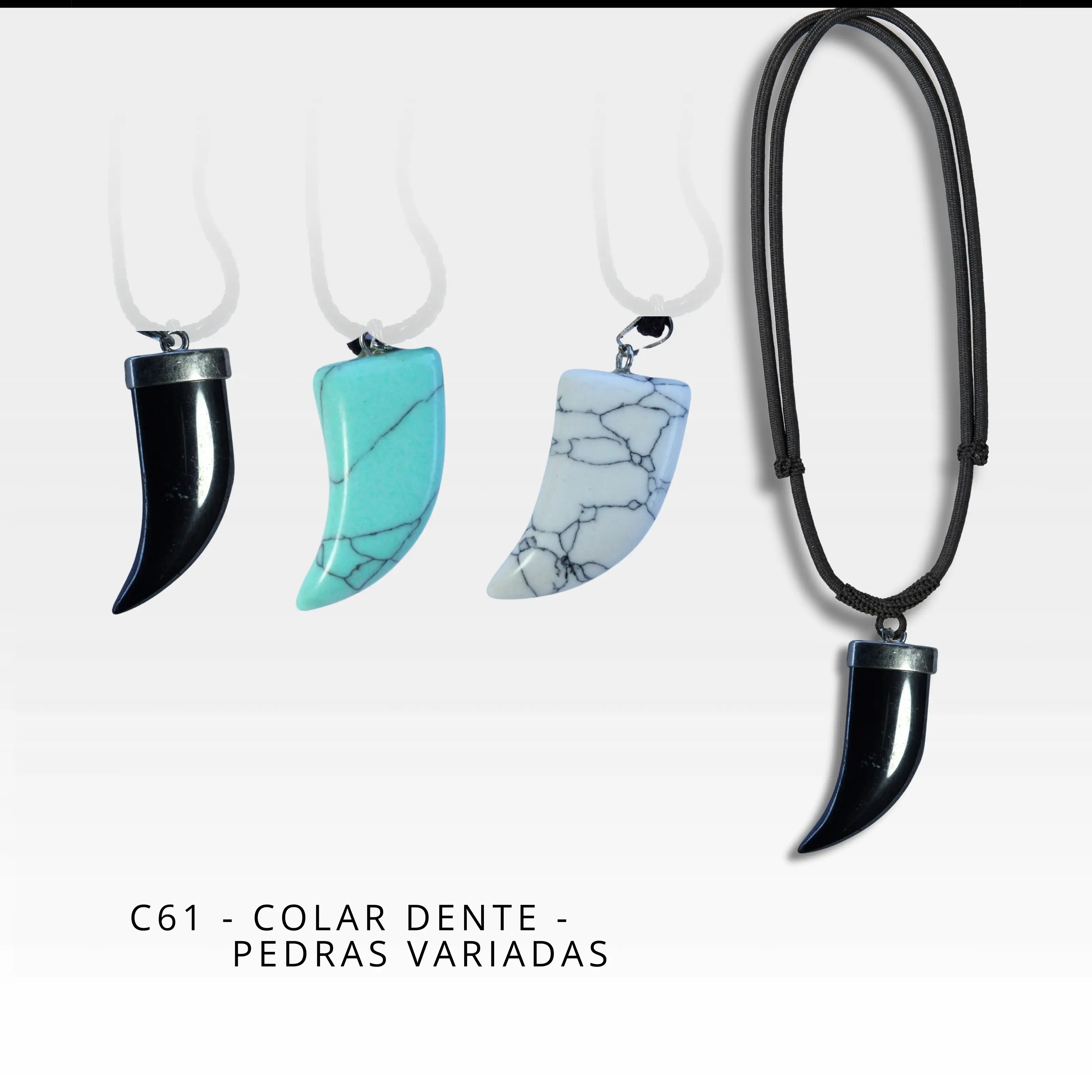 Colar dente cores variadas