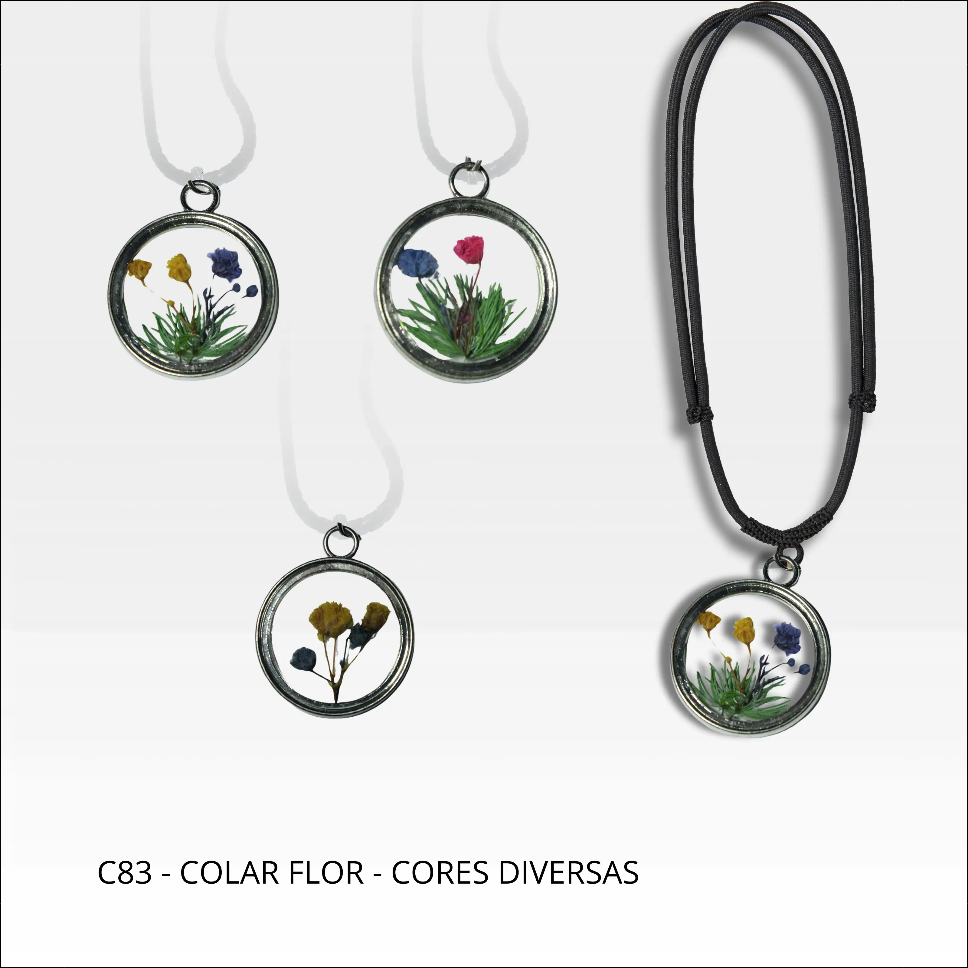 Colar flor cores diversas