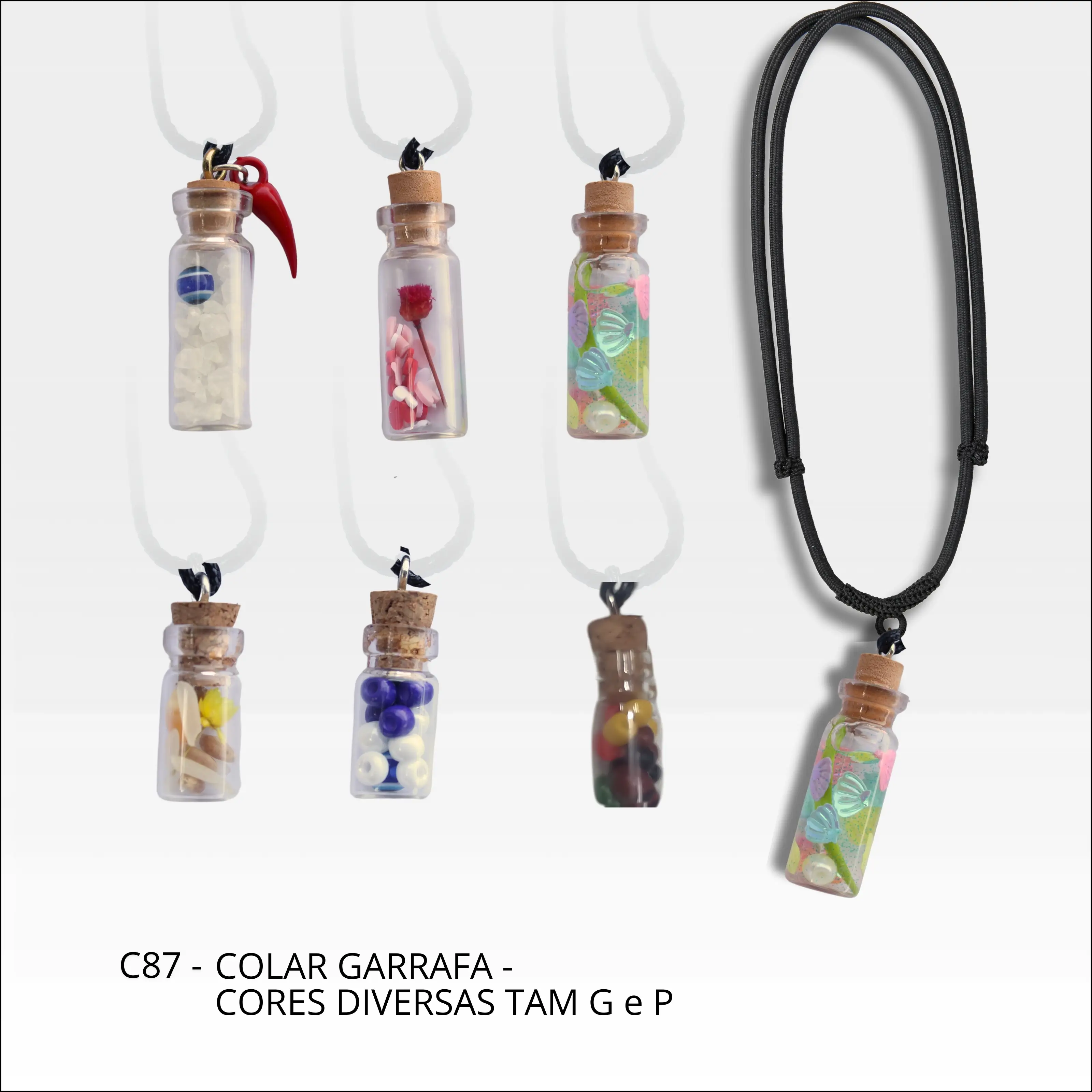 Colar garrafa cores diversas G e P