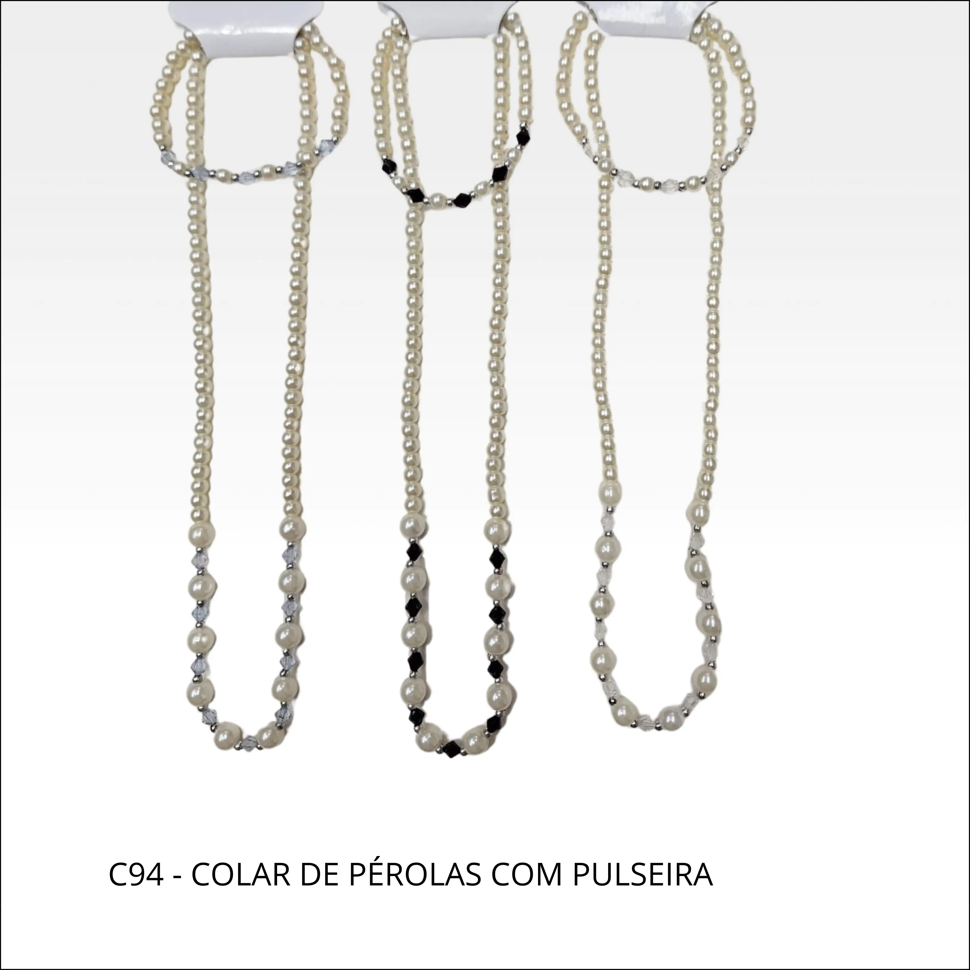 Colar de pérolas com pulseira