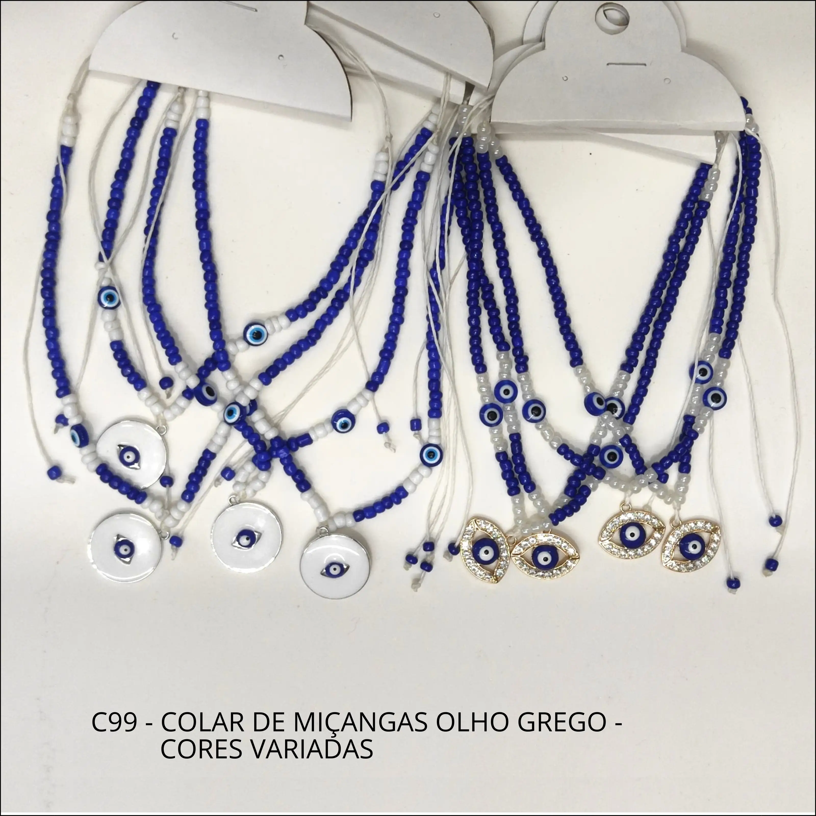 Colar de miçangas olho grego cores variadas