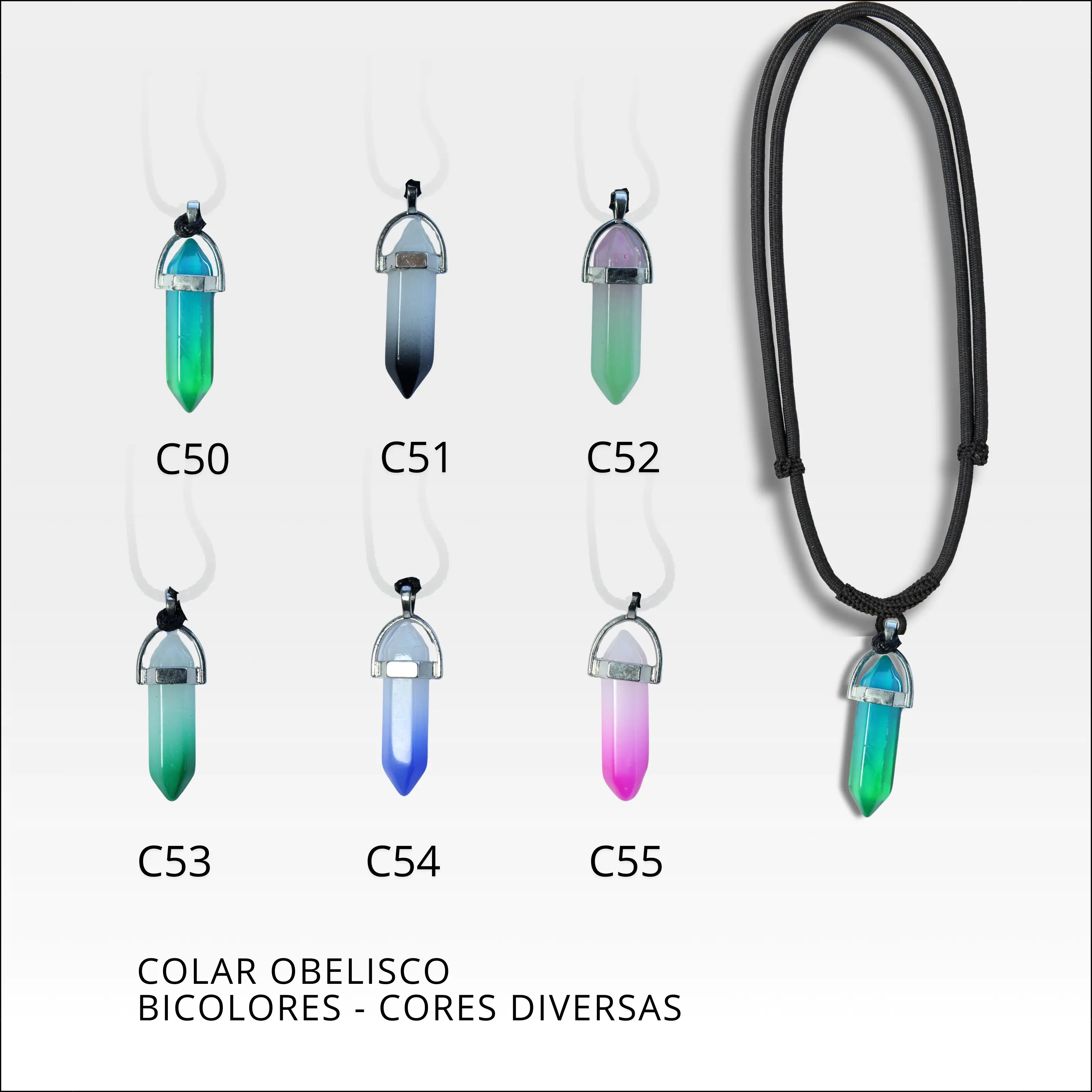 Colar oblisco bicolores cores diversas